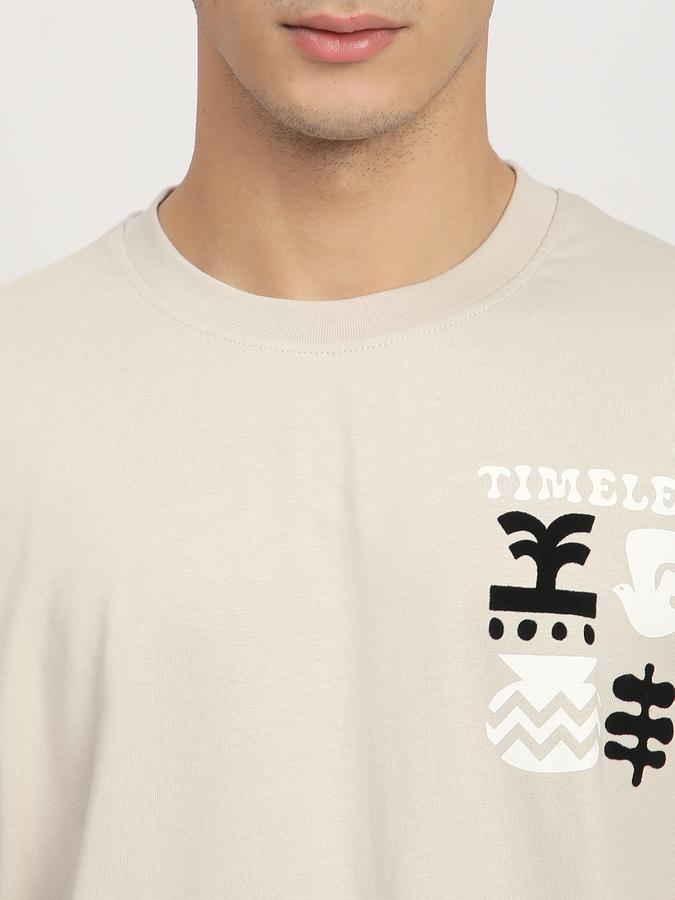 Men Cotton Oversized Fit Crew Neck Graphic T-shirt
