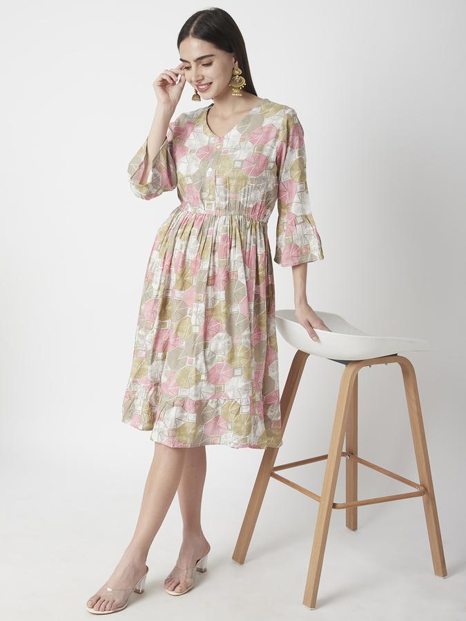 R&B Women's Beige Printed Dress