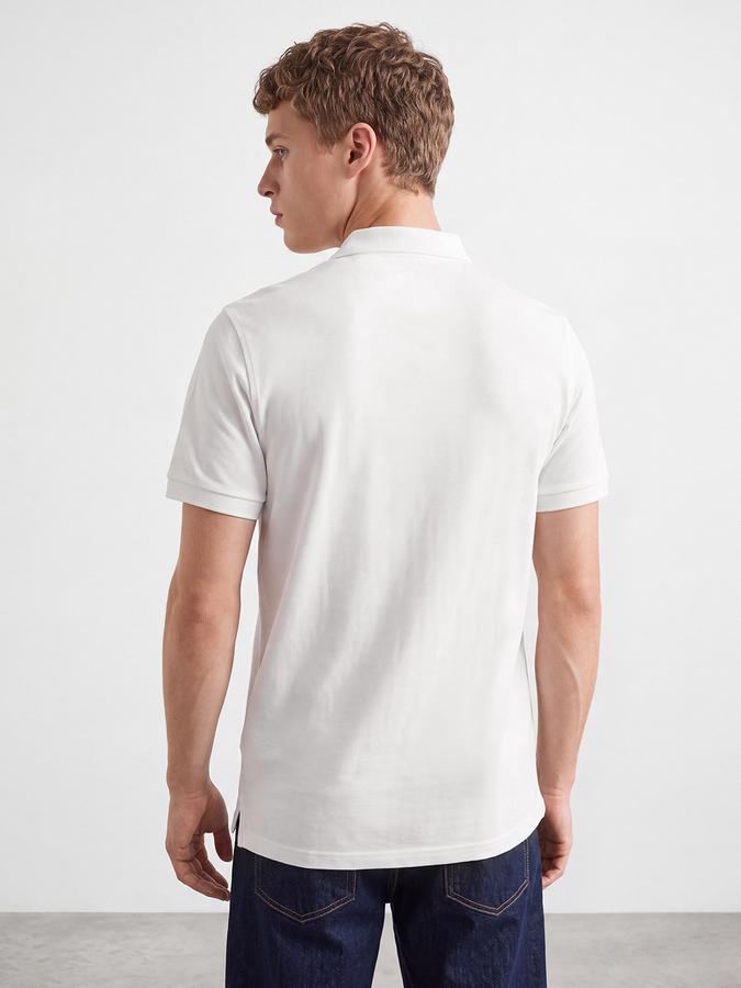 R&B Men White Solid Short Sleeves Pure Cotton Polo Collar Tshirt