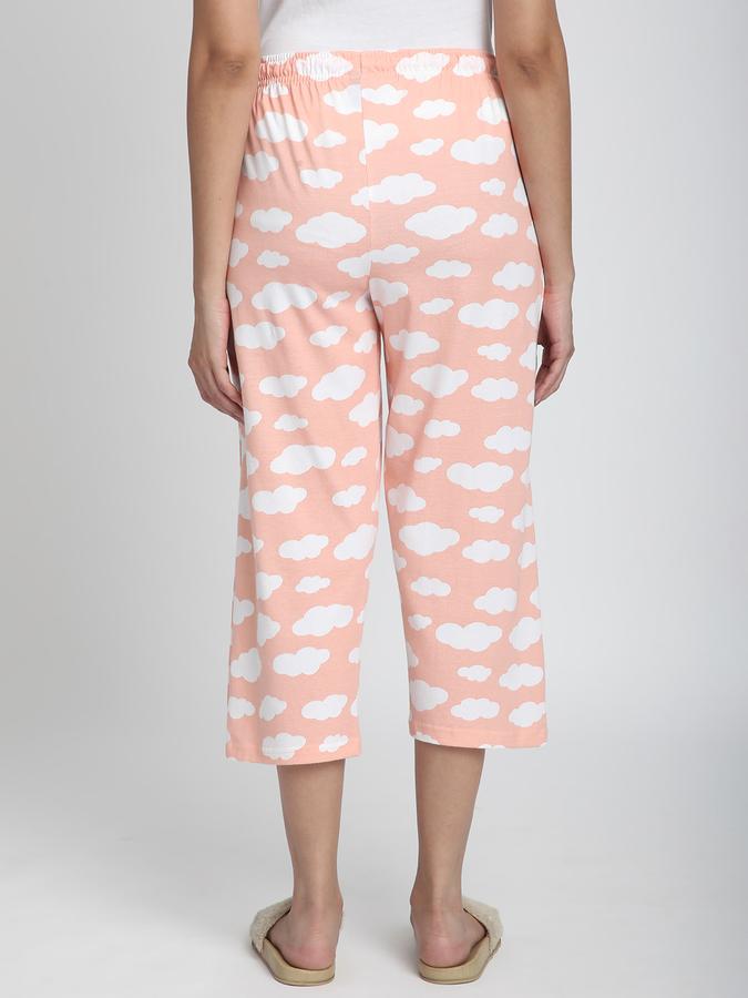 R&B Women Pink Cloud Print Capri Pyjama Bottoms