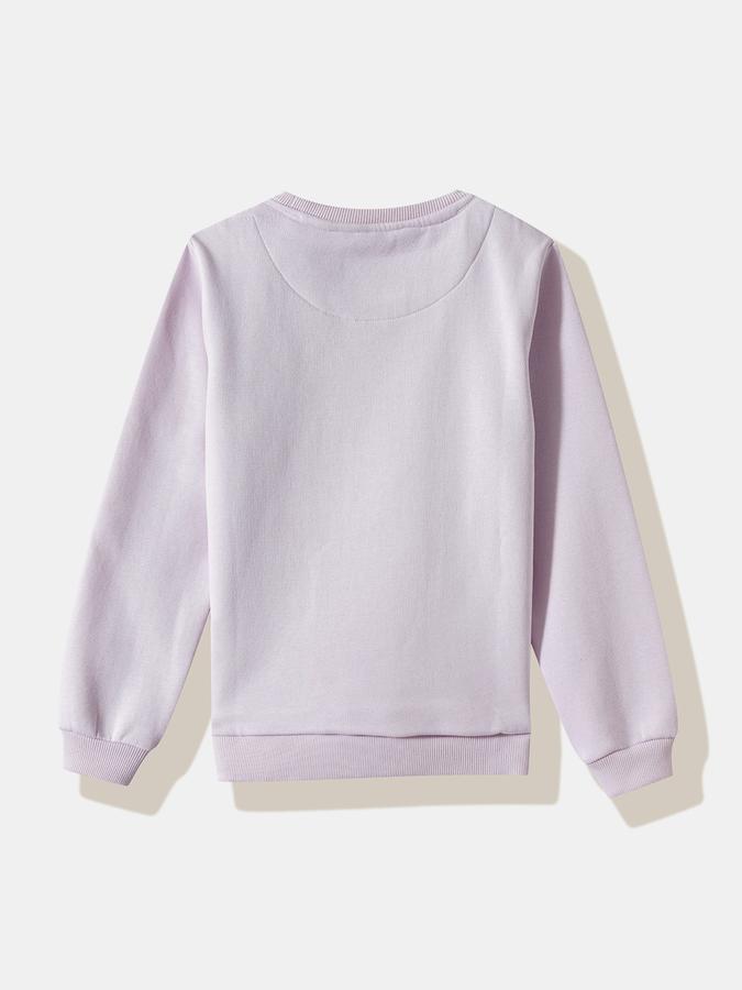 Girls Fleece Regular Fit Crew Neck Graphic Sweatshirt