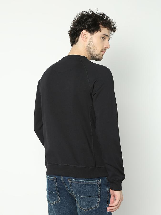 Men Cotton Regular Fit Crew Neck Solid Sweatshirt