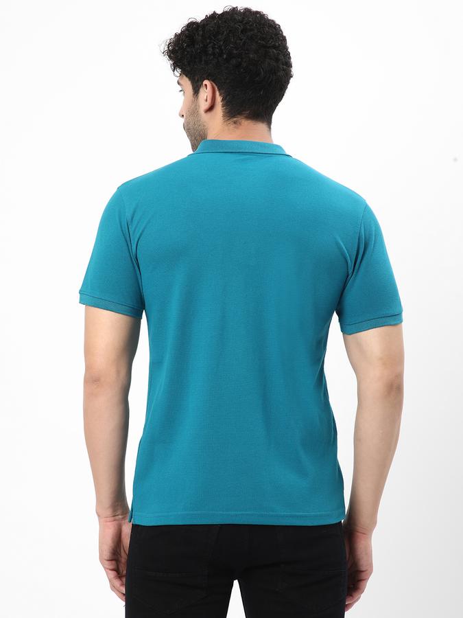 Men Cotton Regular Fit Polo Neck Solid T-shirt