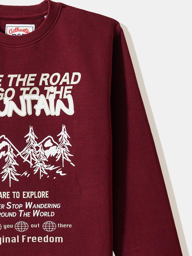 Boys Cotton Relaxed Fit Crew Neck Graphic Sweatshirt