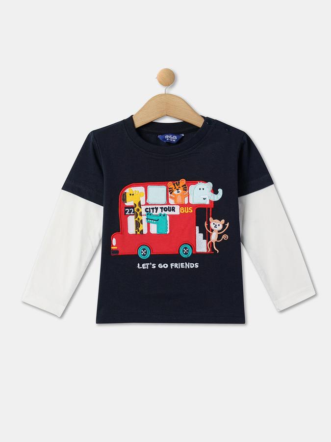 Boys Graphic Embroidered Regular Fit Round-Neck T-Shirt image number 0