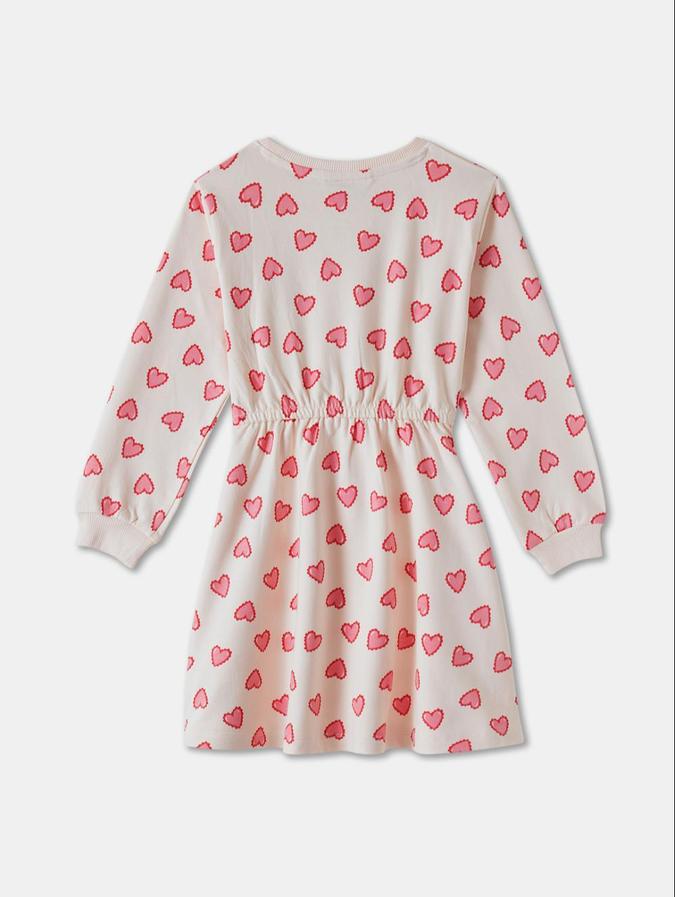 R&B Orange Conversational Printed Girls Long Sleeves Dress