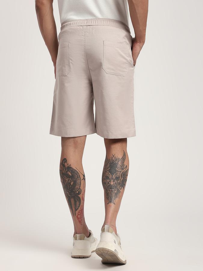 Men Cotton Blend Regular Fit Drawstring Solid Shorts
