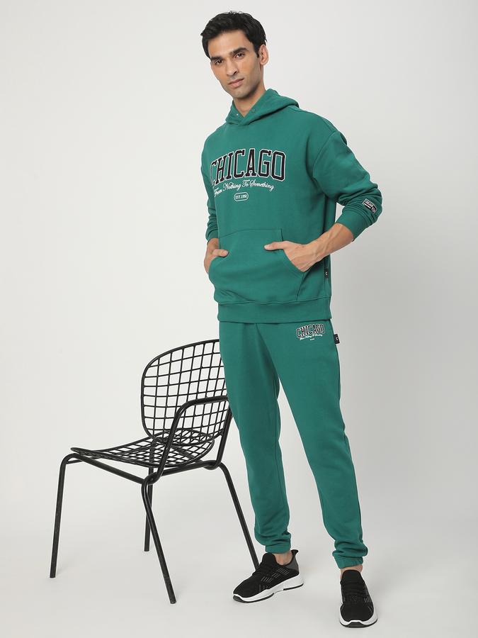 Men Cotton Blend Regular Fit Drawstring Waist Cuffed Hem Trackpants