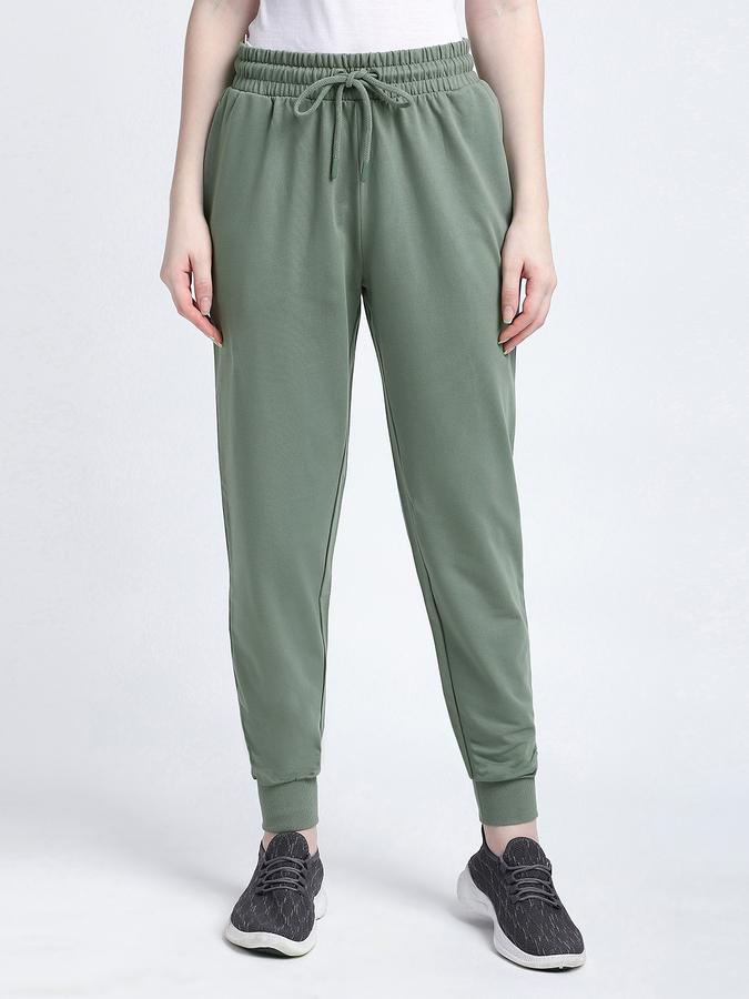 Women Cotton Regular Fit Drawstring Waist Solid Trackpants