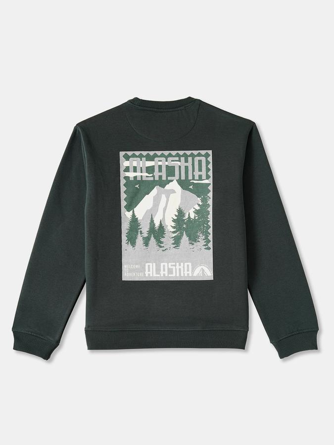 R&B Boys' Dark Green Printed Sweatshirt