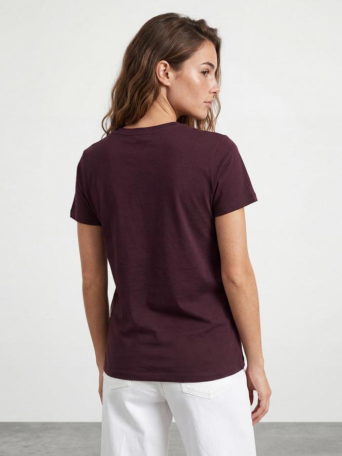 R&B Womens Wine Typography Printed Round Neck Half Sleeve Regular Fit Cotton T-Shirt
