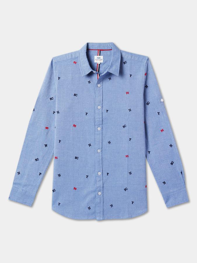 Boys Embroidered Relaxed Fit Cotton Shirt image number 0
