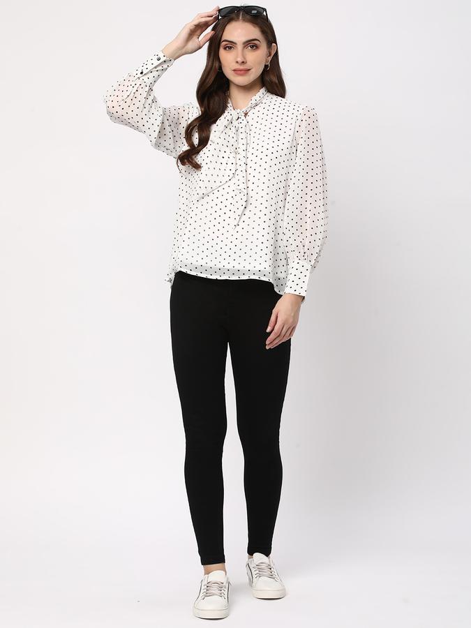 Women Polka-Dot Regular Fit Top with Tie-Up image number 1