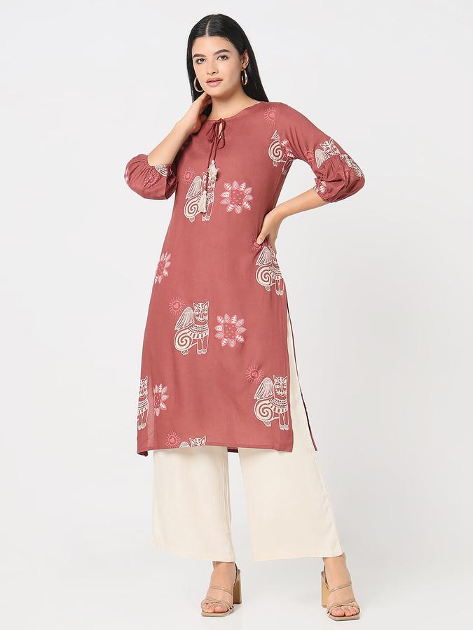 Women Printed Straight Kurta image number 1