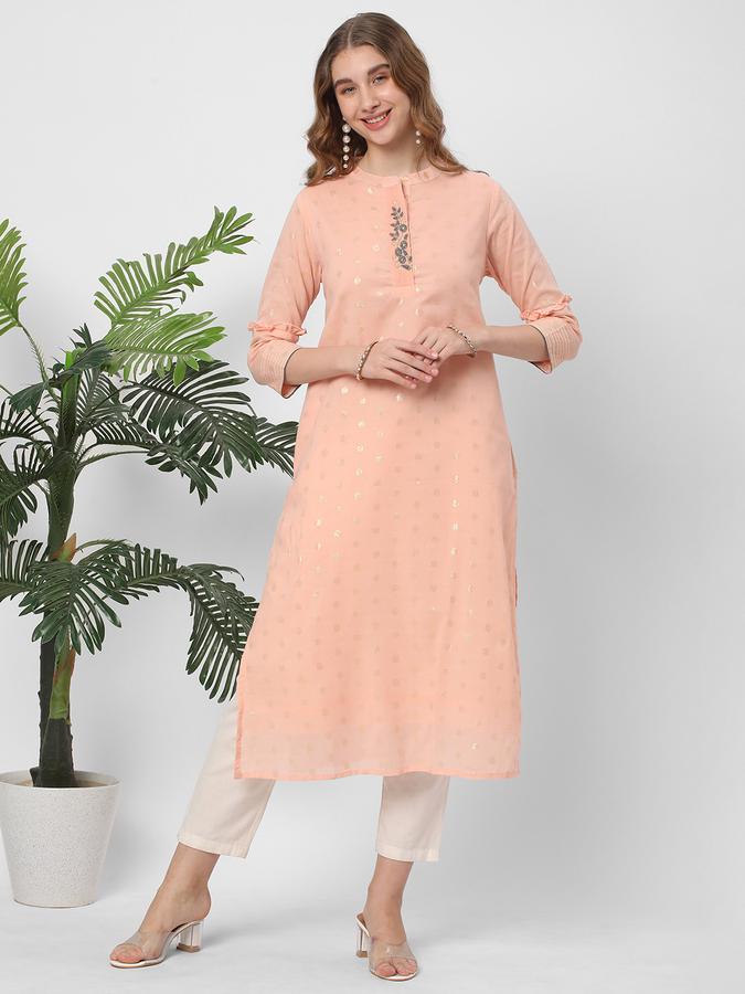 Women Polka-Dot Print Straight Kurta image number 1