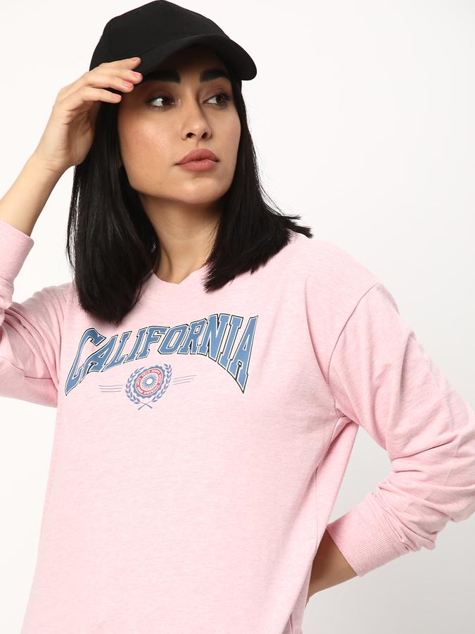 Women Cotton Regular Fit Round Neck Graphic Sweatshirt