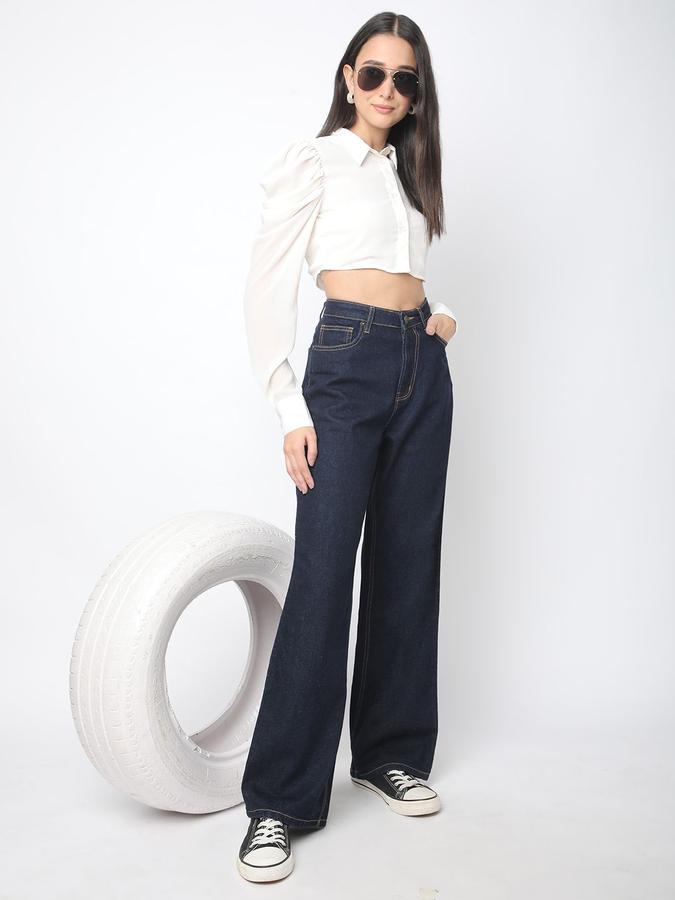 R&B Women Dark Blue Relaxed Fit Mid-Rise Jeans