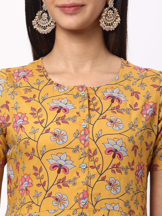 Women Floral Print Flared Kurta image number 3