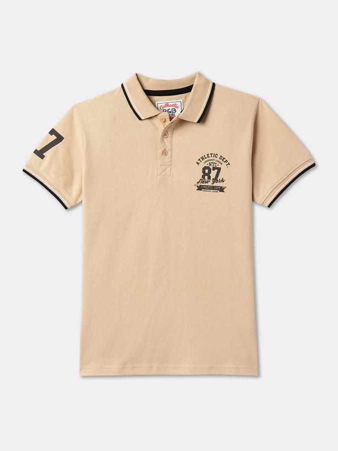 Boys Typographic Print Relaxed Fit Polo T-Shirt image number 0