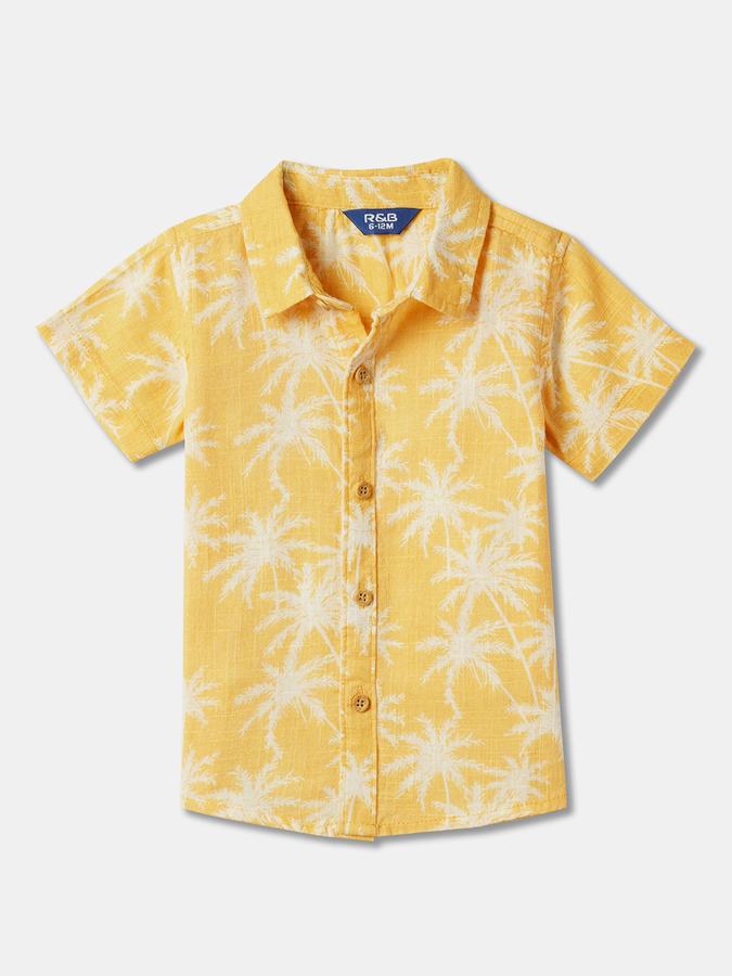Boys Tropical Print Relaxed Fit Shirt