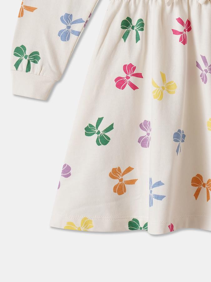 Girls Cotton A-Line Round Neck Printed Dress