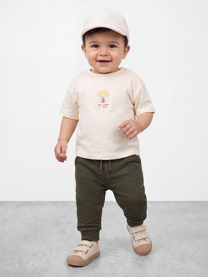 R&B Boy Olive Printed Regular Fit Jogger