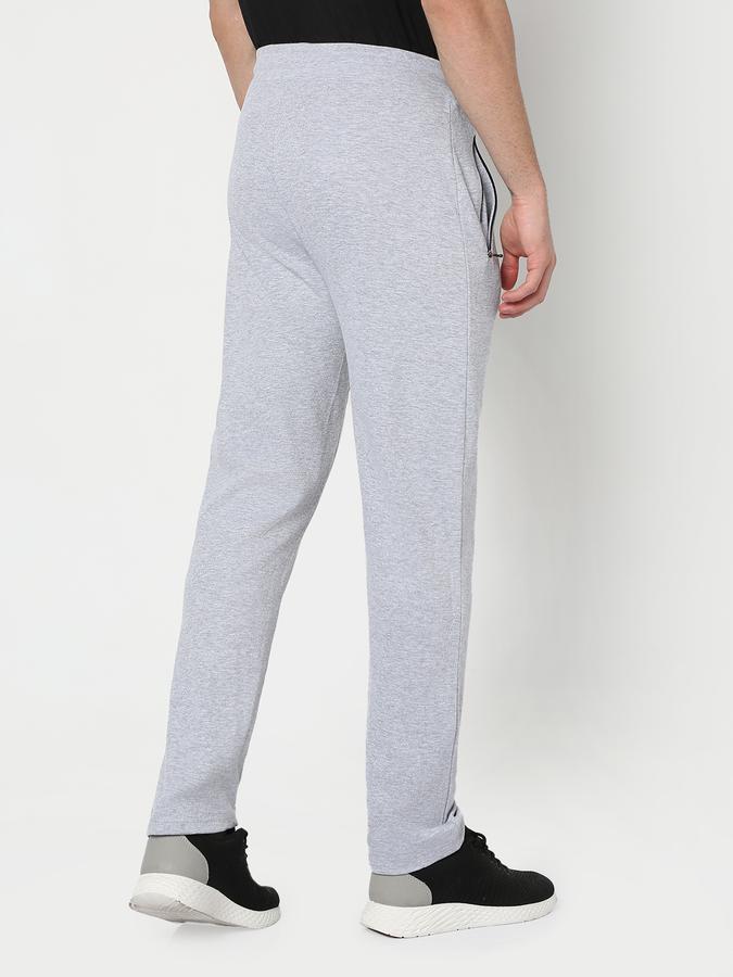 Men Heathered Fitted Track Pants with Drawstring Waist image number 3