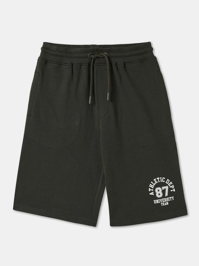 Boys Cotton Relaxed Fit Drawstring Waist Clean Hem Shorts