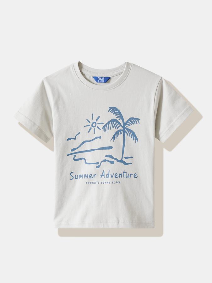 Boys Cotton Graphic T-shirt And Graphic Print Shorts Set