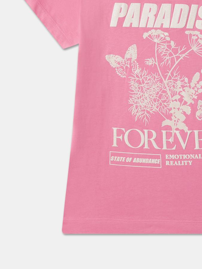 Girls Cotton Regular Fit Round Neck Graphic T-shirt