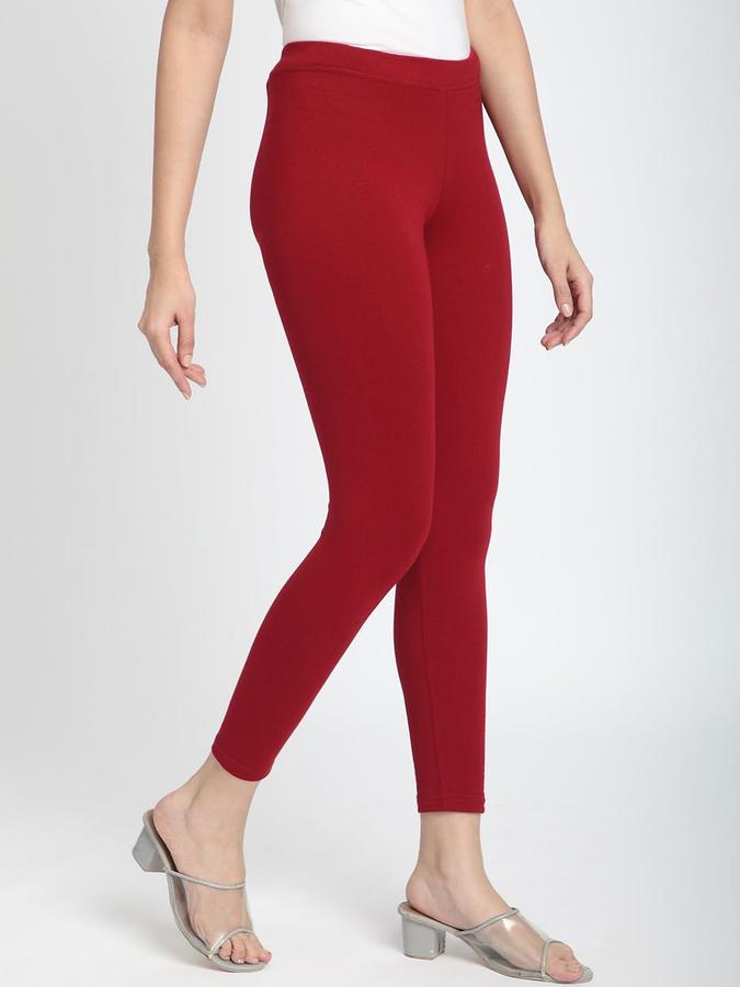 R&B Women Maroon Solid Leggings