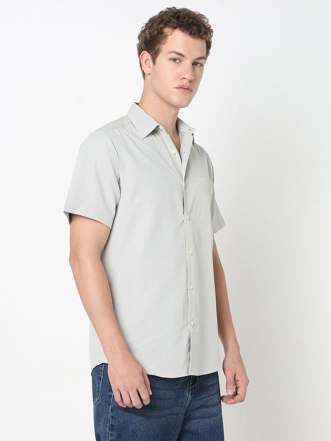 Textured Shirt with Button-Down Collar and Short Sleeves image number 3