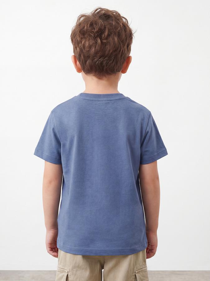R&B Boys Blue Short sleeve Round Neck Race Day Car Graphics Bold Graphic Pure Cotton T-Shirt