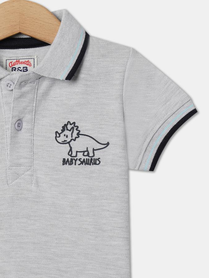 Boys Typographic Print Relaxed Fit Polo T-Shirt image number 2
