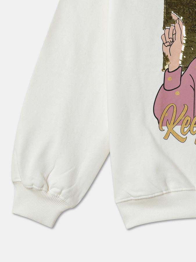 Girls Regular Fit Full Sleeves Crew Neck Graphic Print SweaT-Shirt