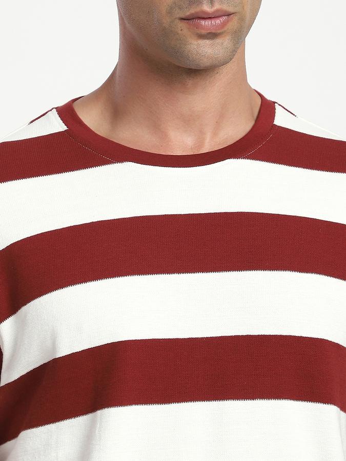Men Cotton Regular Fit Crew Neck Striped T-shirt