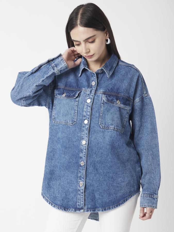 R&B Women Mid Blue Washed Denim Jacket