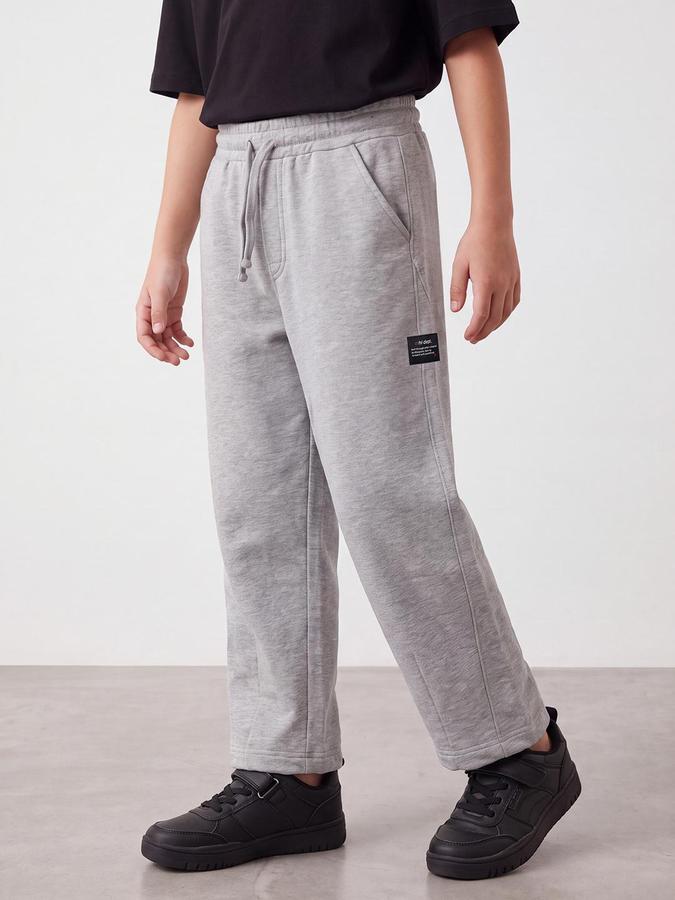 R&B Boys Grey Melange Solid Casual Pant 