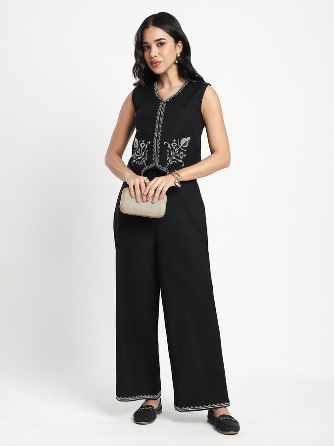 R&B Women Ethnic's Black Embroidered Palazzos