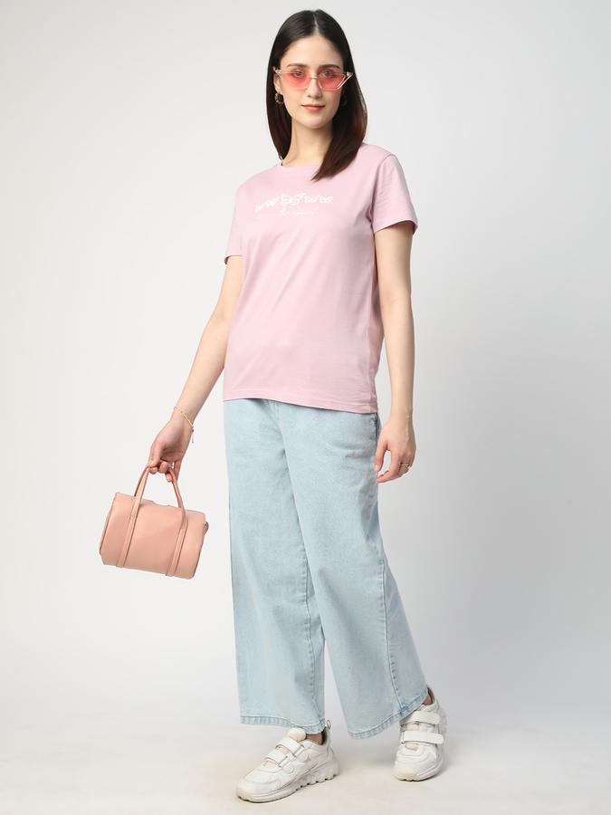 Women Cotton Regular Fit Crew Neck Graphic T-shirt