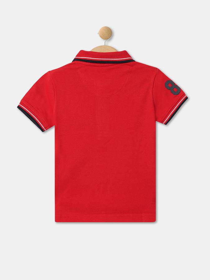 Boys Typographic Print Relaxed Fit Polo T-Shirt image number 1