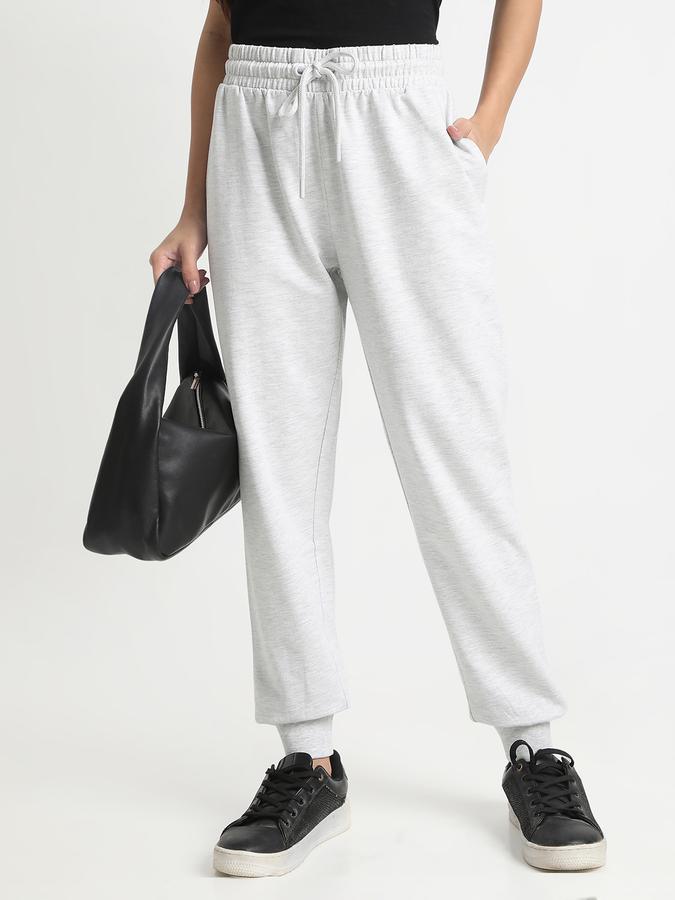 Women Cotton Regular Fit Drawstring Waist Solid Trackpants