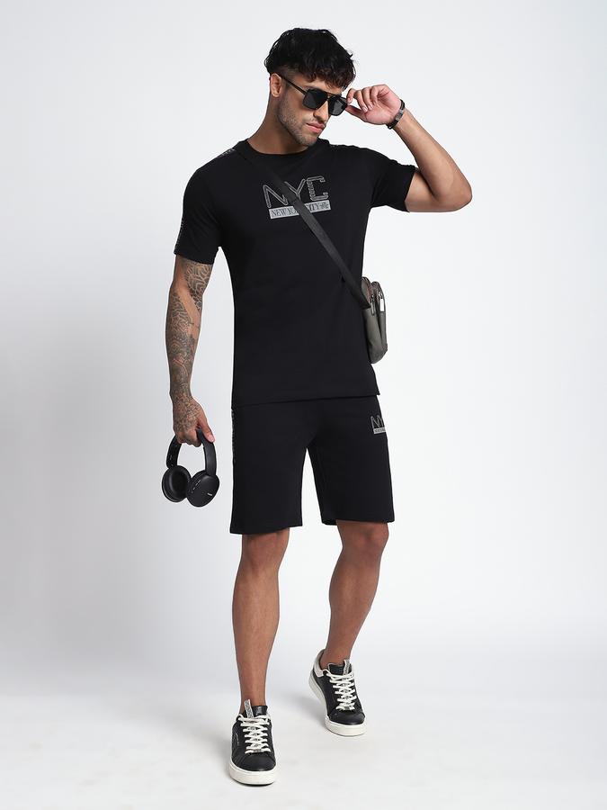 Men Cotton Relaxed Fit Drawstring Solid Shorts