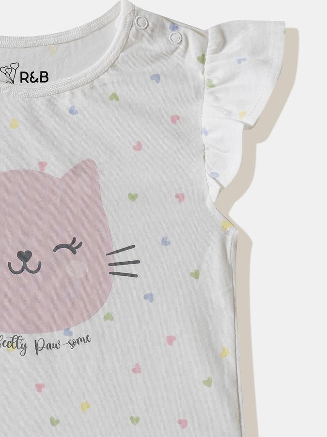 Girls Cotton Regular Fit Crew Neck Graphic T-shirt