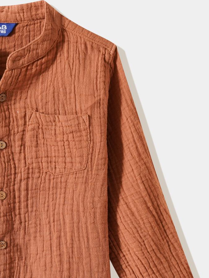 Boys Cotton Regular Fit Long Sleeve Solid Shirt