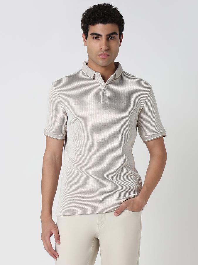 Striped Men Polo Neck T-Shirt image number 1