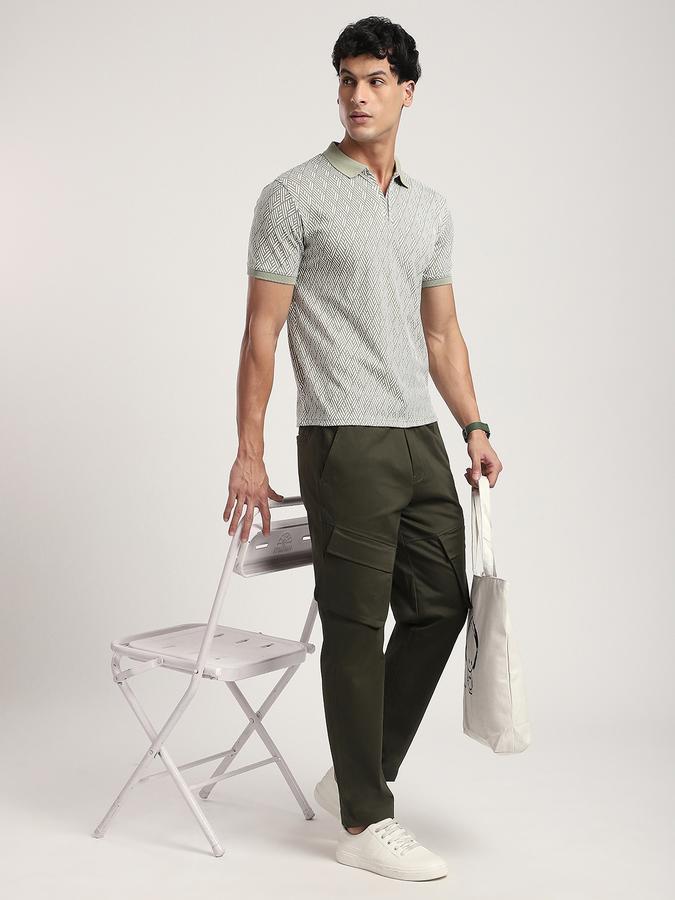 Men Cotton Regular Fit Polo Neck Floral T-shirt