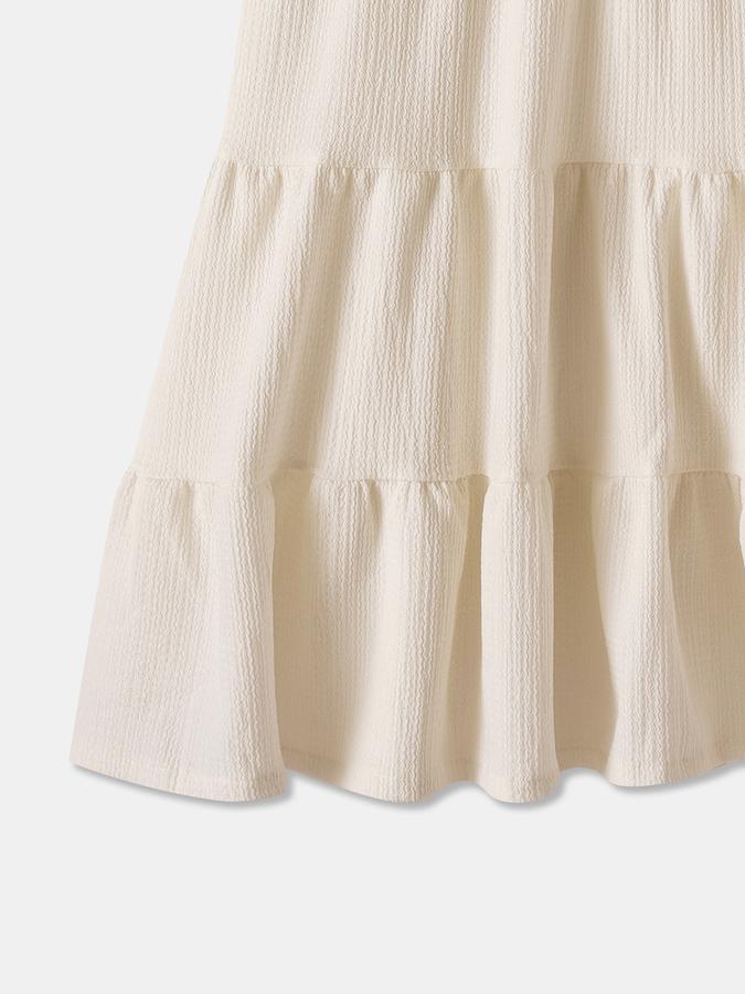 Girls Polyester A-Line Round Neck Tiered Dress