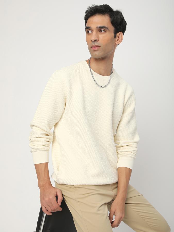 Men Cotton Oversized Fit Crew Neck Solid Sweatshirt