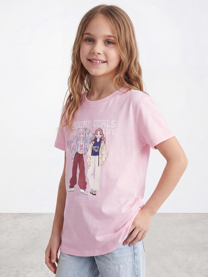 R&B Girls Pink Kawaii Graphic Print Short Sleeves Tshirt